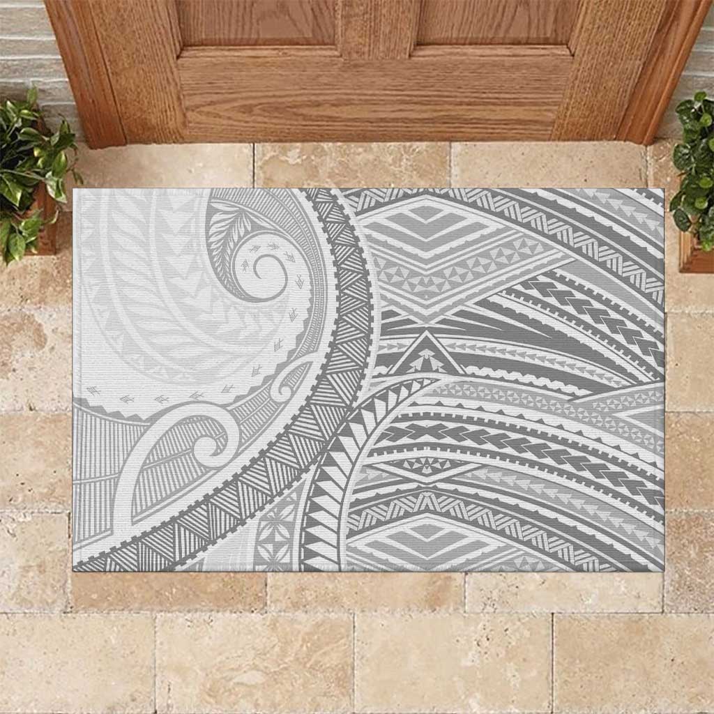 American Samoa White Sunday Rubber Doormat Polynesian Lotu Tamaiti - Polynesian Pride