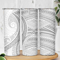 American Samoa White Sunday Skinny Tumbler Polynesian Lotu Tamaiti - Polynesian Pride