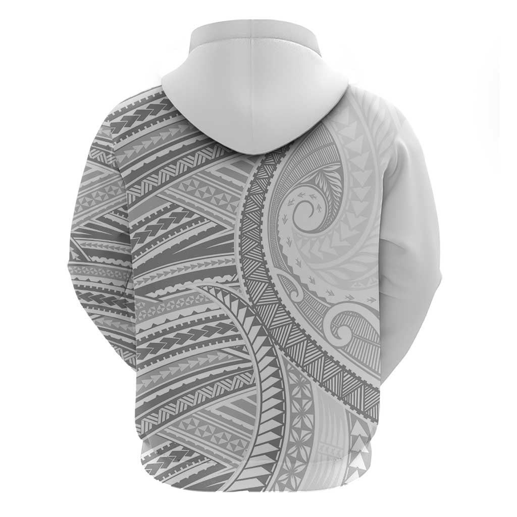 American Samoa White Sunday Zip Hoodie Polynesian Lotu Tamaiti - Polynesian Pride