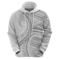 American Samoa White Sunday Zip Hoodie Polynesian Lotu Tamaiti - Polynesian Pride