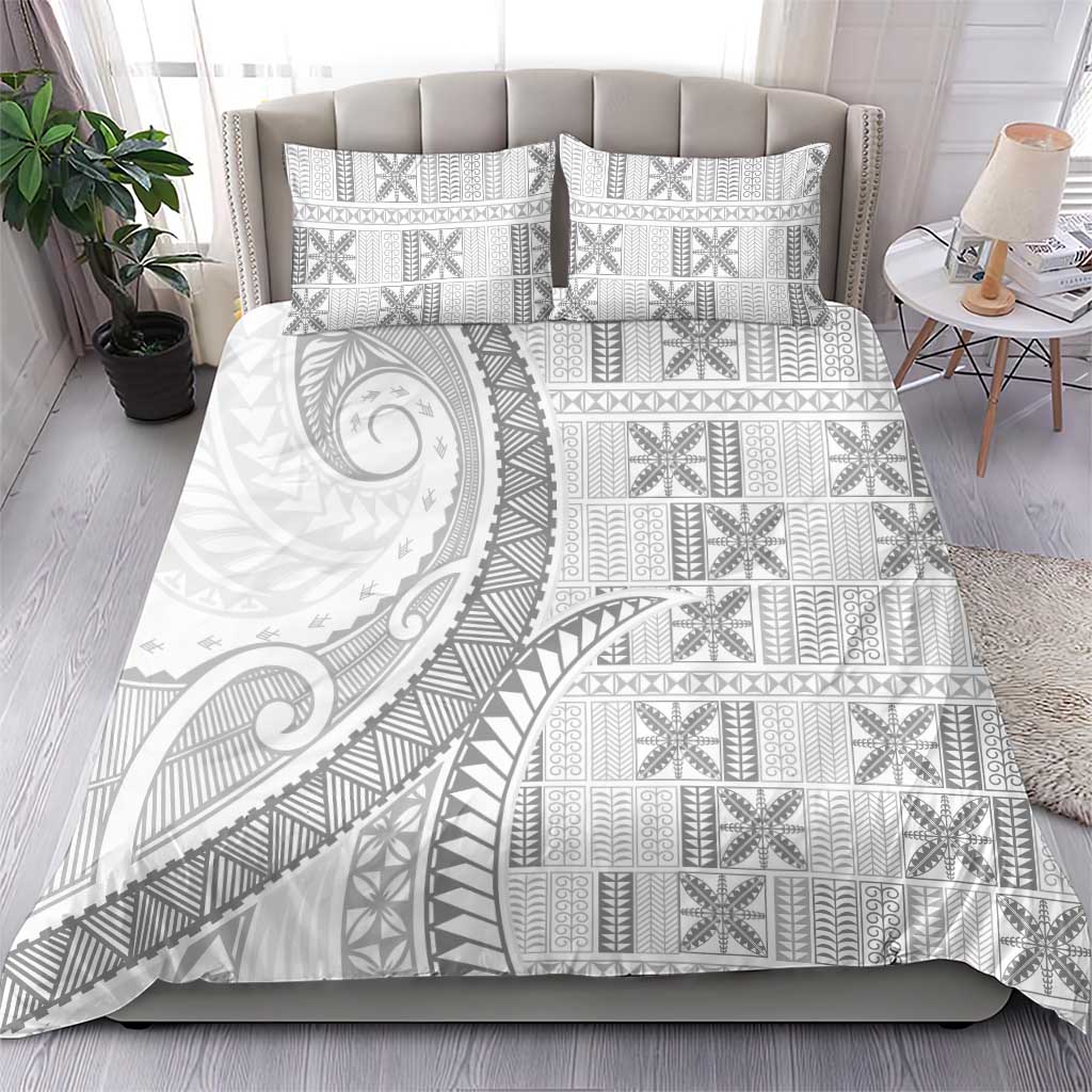 Niue White Sunday Bedding Set Niuean Lotu Tamaiti Hiapo Pattern - Polynesian Pride