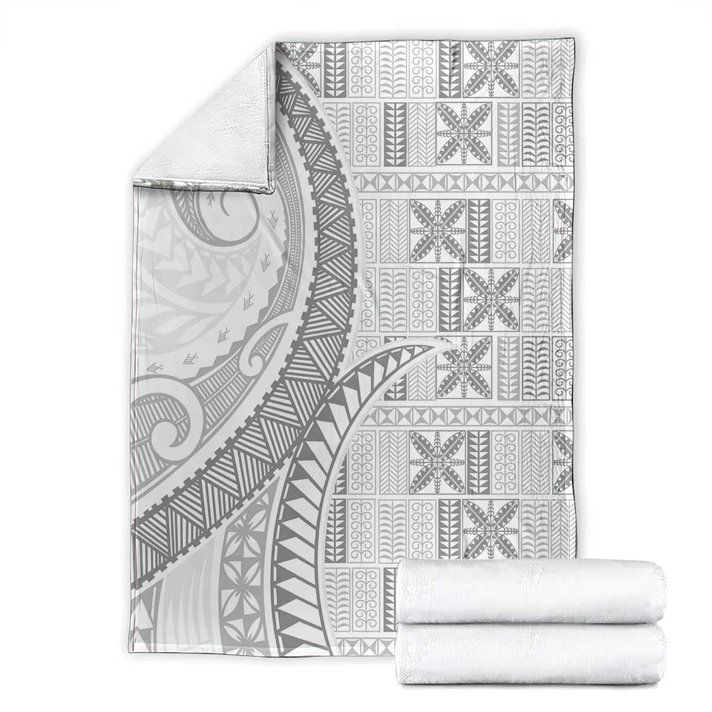 Niue White Sunday Blanket Niuean Lotu Tamaiti Hiapo Pattern - Polynesian Pride