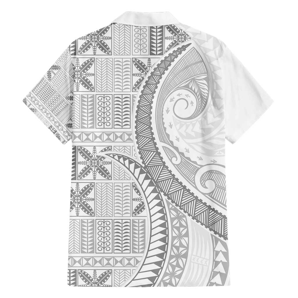 Niue White Sunday Family Matching Tank Maxi Dress and Hawaiian Shirt Niuean Lotu Tamaiti Hiapo Pattern LT9 - Polynesian Pride