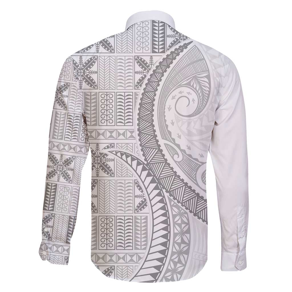 Niue White Sunday Family Matching Tank Maxi Dress and Hawaiian Shirt Niuean Lotu Tamaiti Hiapo Pattern LT9 - Polynesian Pride