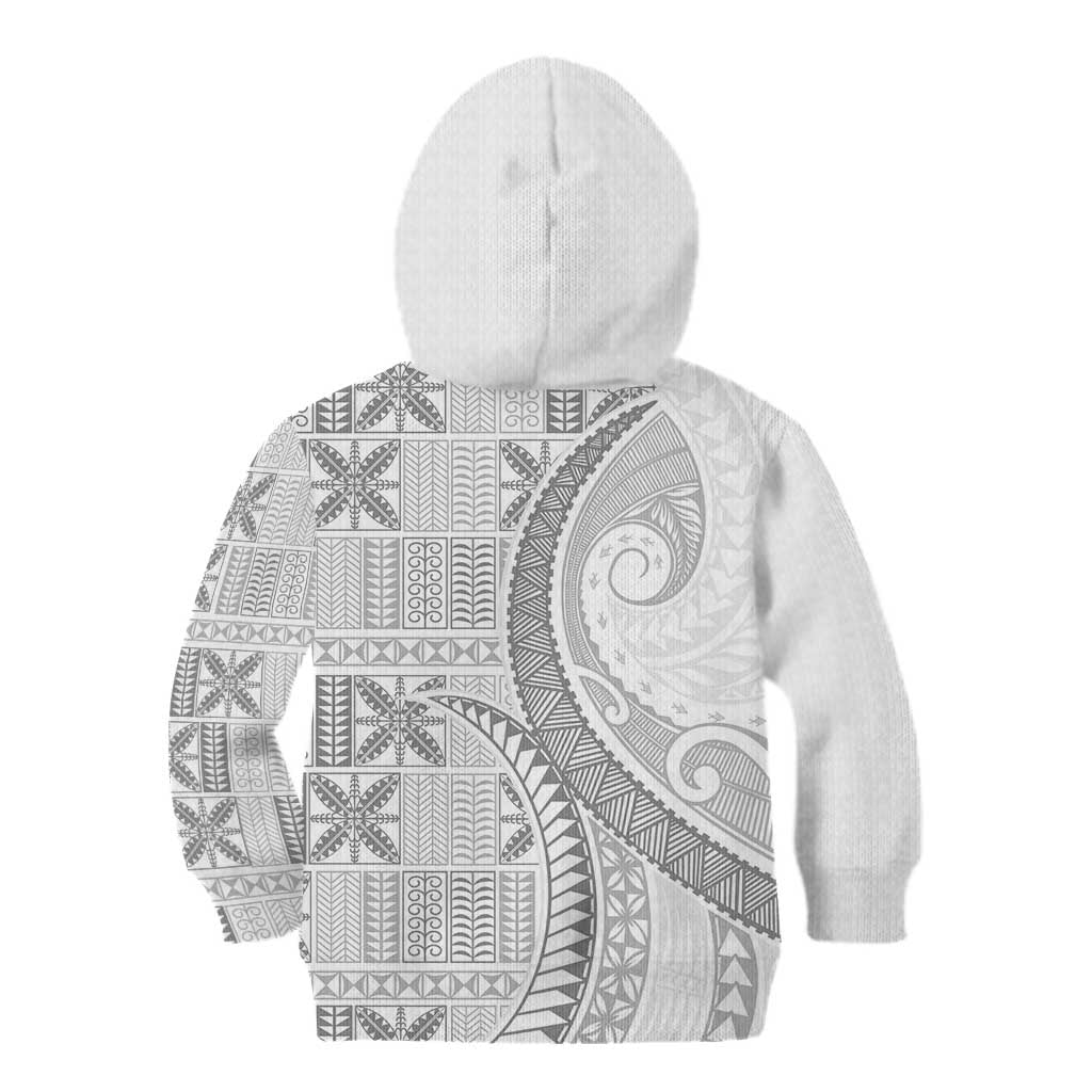 Niue White Sunday Kid Hoodie Niuean Lotu Tamaiti Hiapo Pattern - Polynesian Pride