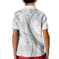 Niue White Sunday Kid Polo Shirt Niuean Lotu Tamaiti Hiapo Pattern - Polynesian Pride