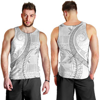 Niue White Sunday Men Tank Top Niuean Lotu Tamaiti Hiapo Pattern LT9 - Polynesian Pride