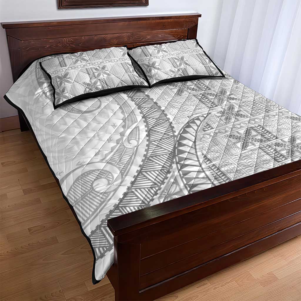 Niue White Sunday Quilt Bed Set Niuean Lotu Tamaiti Hiapo Pattern - Polynesian Pride