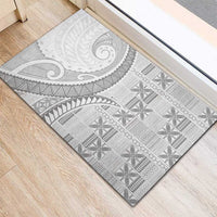 Niue White Sunday Rubber Doormat Niuean Lotu Tamaiti Hiapo Pattern - Polynesian Pride