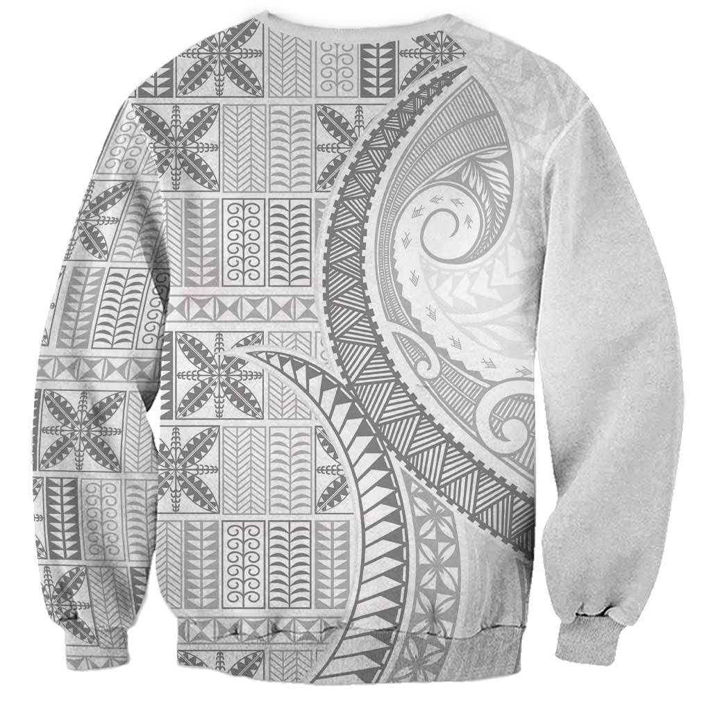 Niue White Sunday Sweatshirt Niuean Lotu Tamaiti Hiapo Pattern - Polynesian Pride