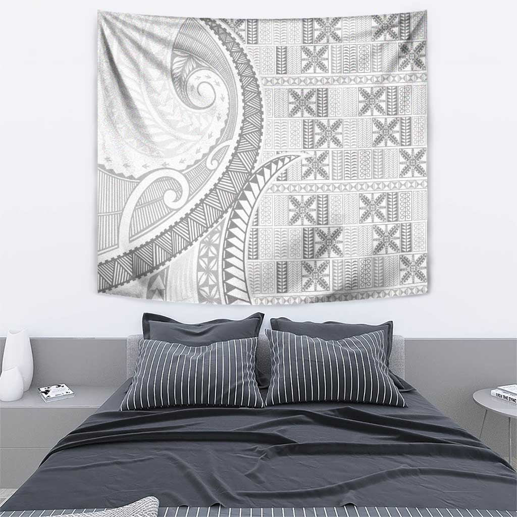 Niue White Sunday Tapestry Niuean Lotu Tamaiti Hiapo Pattern - Polynesian Pride