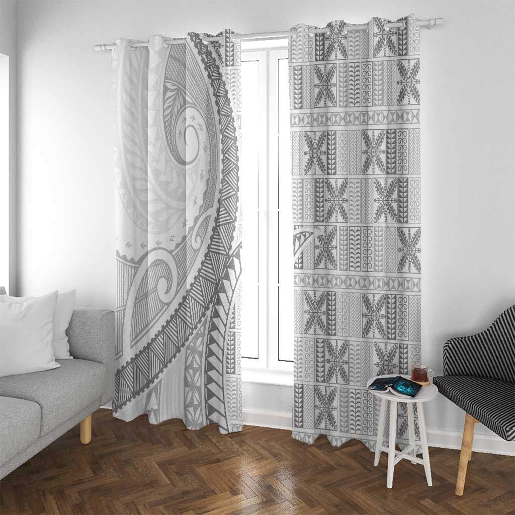 Niue White Sunday Window Curtain Niuean Lotu Tamaiti Hiapo Pattern - Polynesian Pride