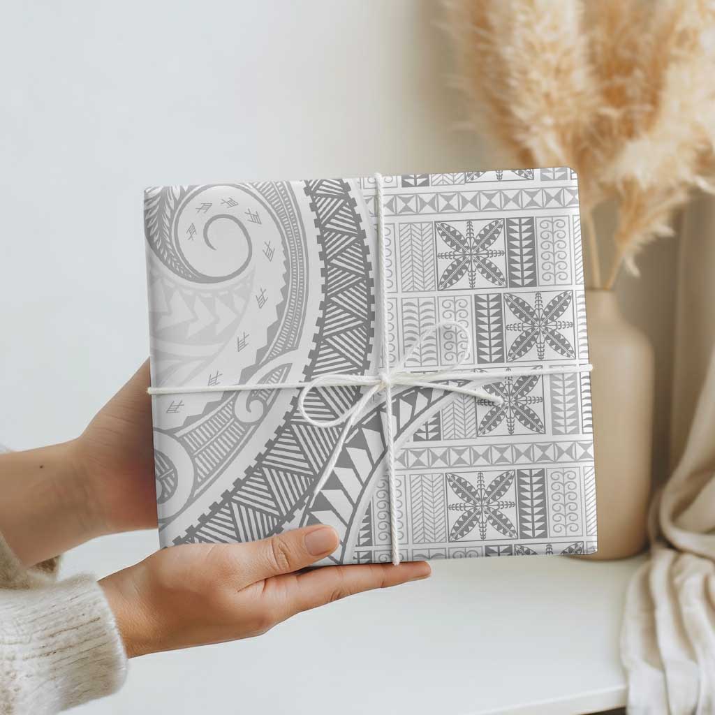 Niue White Sunday Wrapping Paper Niuean Lotu Tamaiti Hiapo Pattern - Polynesian Pride