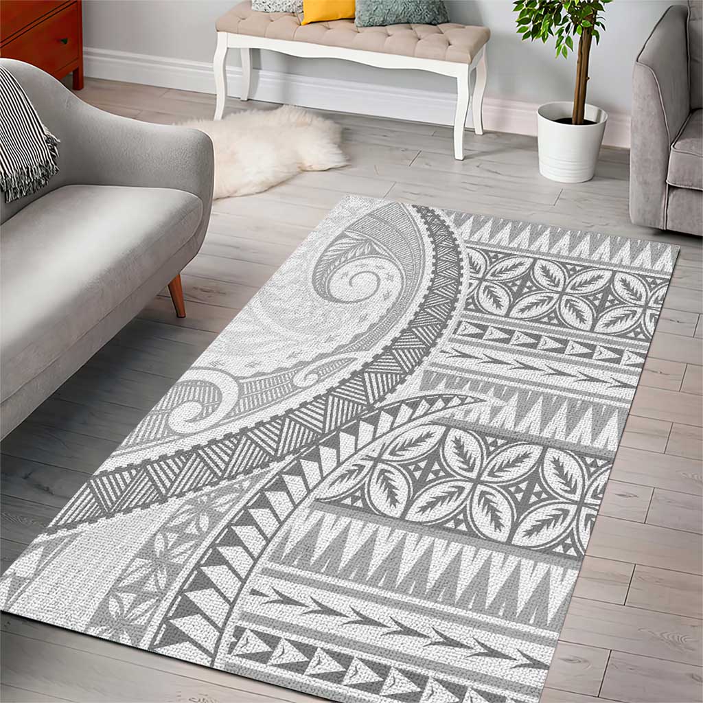 Polynesian White Sunday Area Rug Lotu Tamaiti Melanesian Pattern - Polynesian Pride