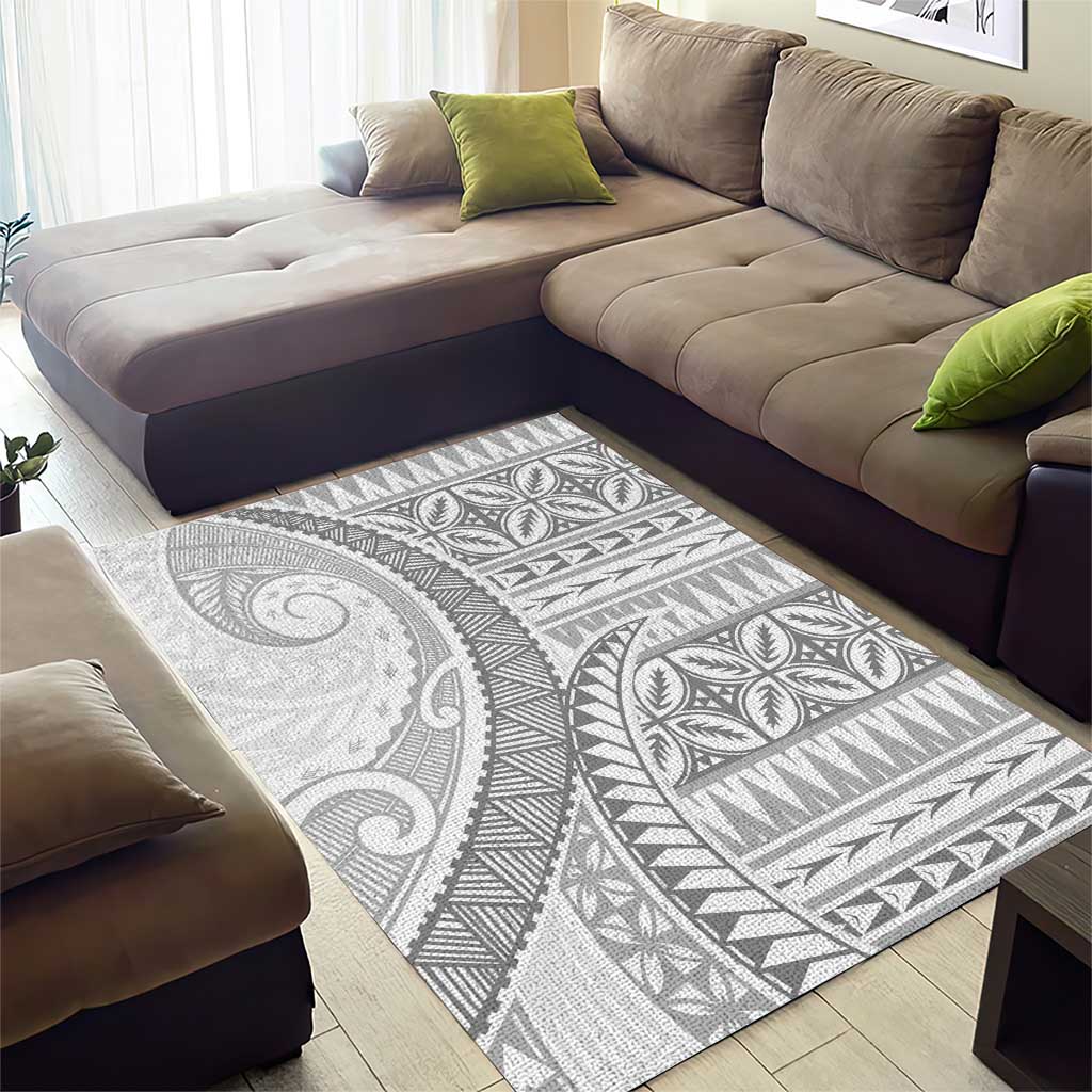 Polynesian White Sunday Area Rug Lotu Tamaiti Melanesian Pattern - Polynesian Pride