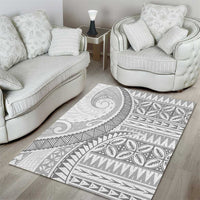 Polynesian White Sunday Area Rug Lotu Tamaiti Melanesian Pattern - Polynesian Pride