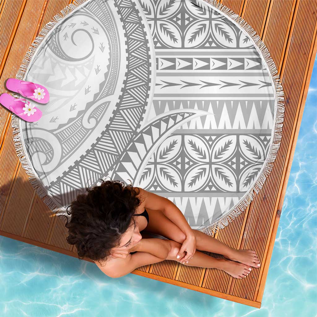 Polynesian White Sunday Beach Blanket Lotu Tamaiti Melanesian Pattern - Polynesian Pride