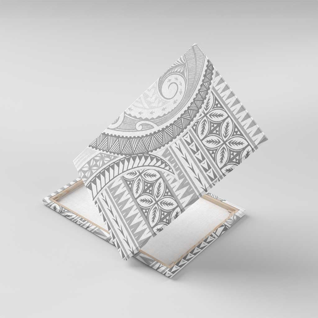 Polynesian White Sunday Canvas Wall Art Lotu Tamaiti Melanesian Pattern - Polynesian Pride
