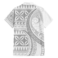 Polynesian White Sunday Family Matching Long Sleeve Bodycon Dress and Hawaiian Shirt Lotu Tamaiti Melanesian Pattern - Polynesian Pride