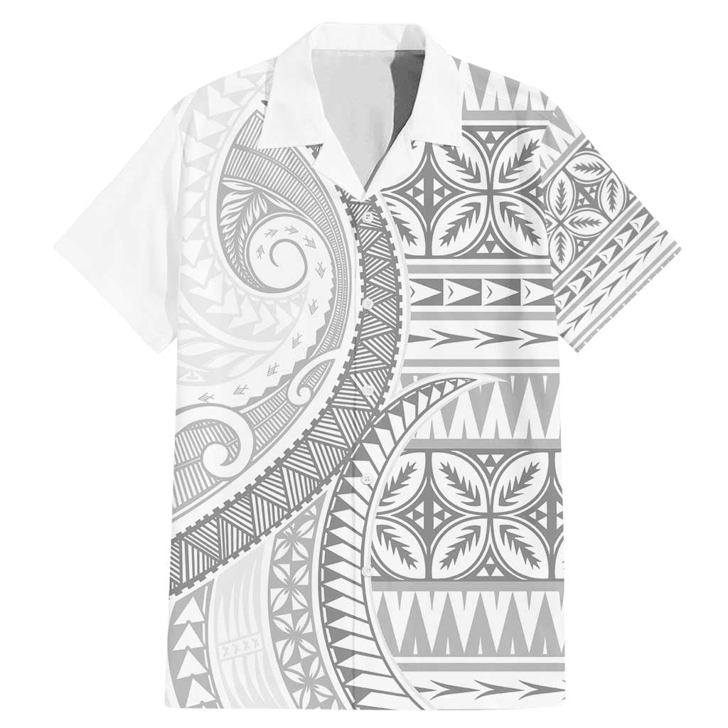 Polynesian White Sunday Family Matching Mermaid Dress and Hawaiian Shirt Lotu Tamaiti Melanesian Pattern - Polynesian Pride