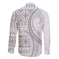 Polynesian White Sunday Family Matching Short Sleeve Bodycon Dress and Hawaiian Shirt Lotu Tamaiti Melanesian Pattern - Polynesian Pride