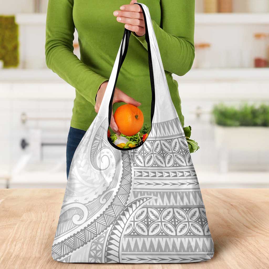 Polynesian White Sunday Grocery Bag Lotu Tamaiti Melanesian Pattern - Polynesian Pride