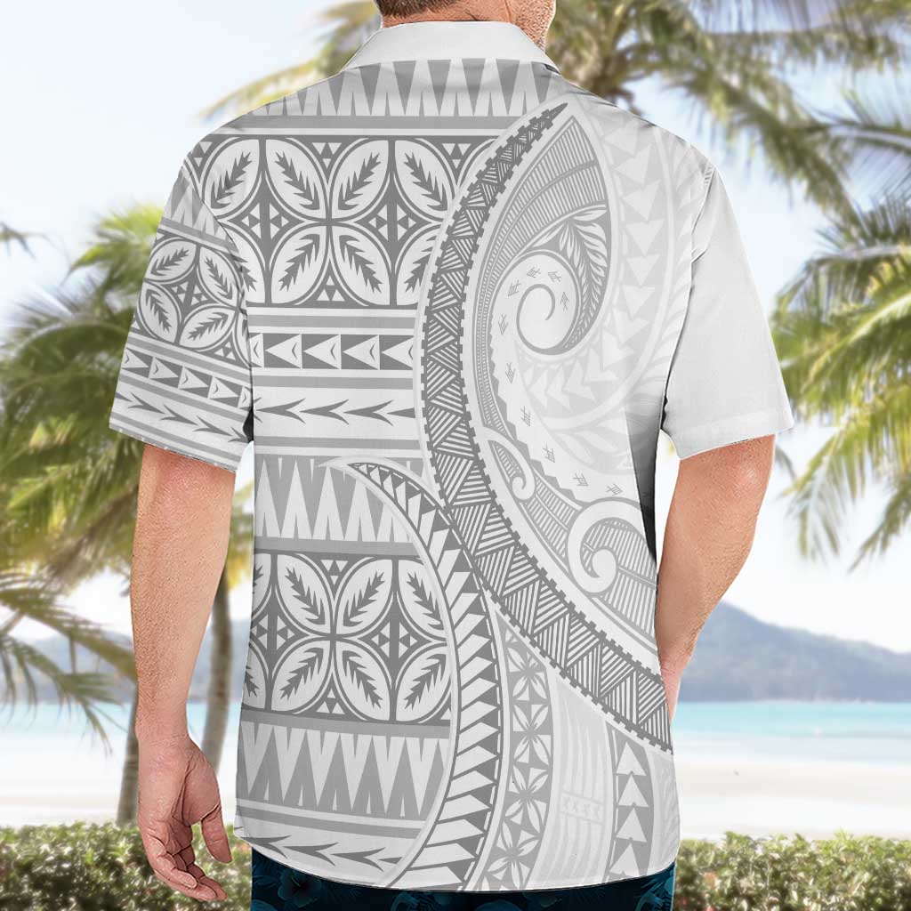 Polynesian White Sunday Hawaiian Shirt Lotu Tamaiti Melanesian Pattern - Polynesian Pride