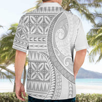 Polynesian White Sunday Hawaiian Shirt Lotu Tamaiti Melanesian Pattern - Polynesian Pride
