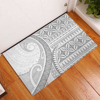 Polynesian White Sunday Rubber Doormat Lotu Tamaiti Melanesian Pattern - Polynesian Pride