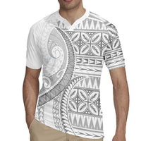 Polynesian White Sunday Rugby Jersey Lotu Tamaiti Melanesian Pattern - Polynesian Pride