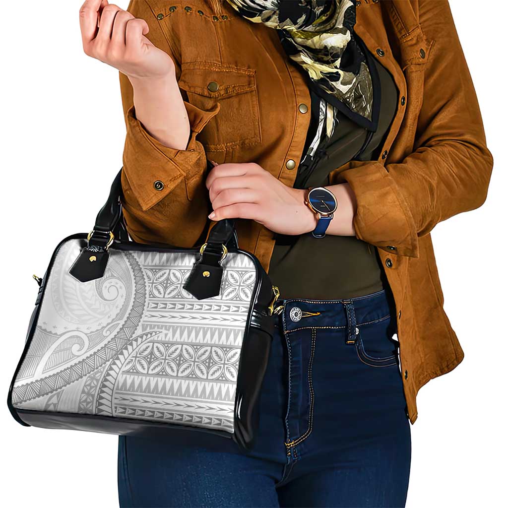 Polynesian White Sunday Shoulder Handbag Lotu Tamaiti Melanesian Pattern - Polynesian Pride