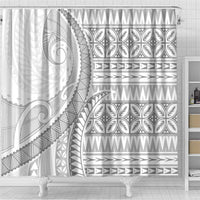 Polynesian White Sunday Shower Curtain Lotu Tamaiti Melanesian Pattern - Polynesian Pride