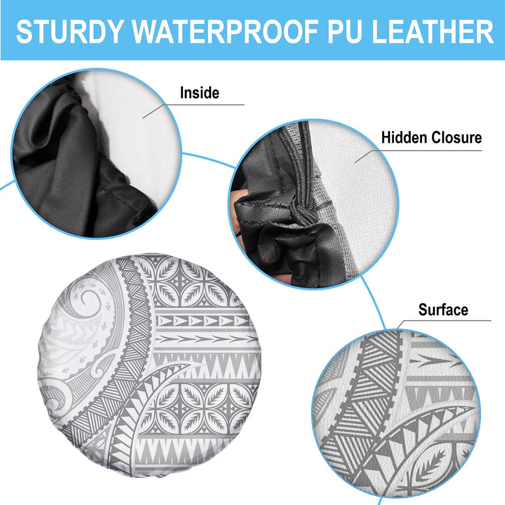 Polynesian White Sunday Spare Tire Cover Lotu Tamaiti Melanesian Pattern - Polynesian Pride