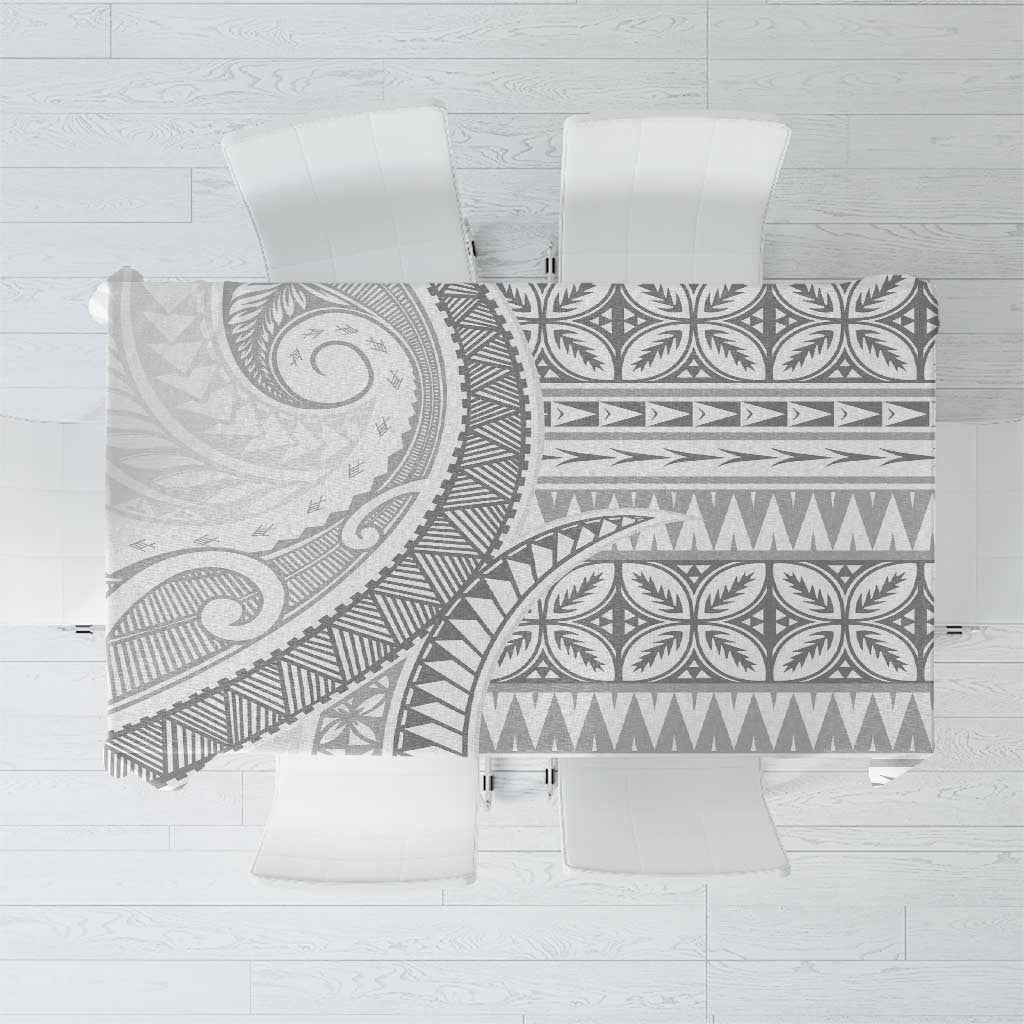 Polynesian White Sunday Tablecloth Lotu Tamaiti Melanesian Pattern - Polynesian Pride