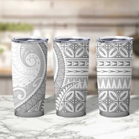Polynesian White Sunday Tumbler Cup Lotu Tamaiti Melanesian Pattern - Polynesian Pride
