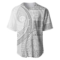 Samoa Siapo White Sunday Baseball Jersey Lotu Tamaiti Polynesian White Pattern - Polynesian Pride