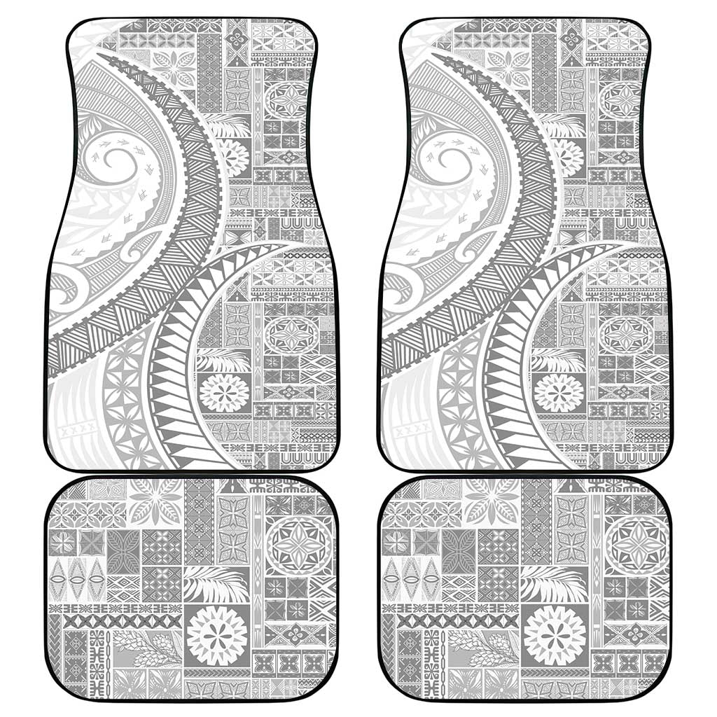 Samoa Siapo White Sunday Car Mats Lotu Tamaiti Polynesian White Pattern - Polynesian Pride