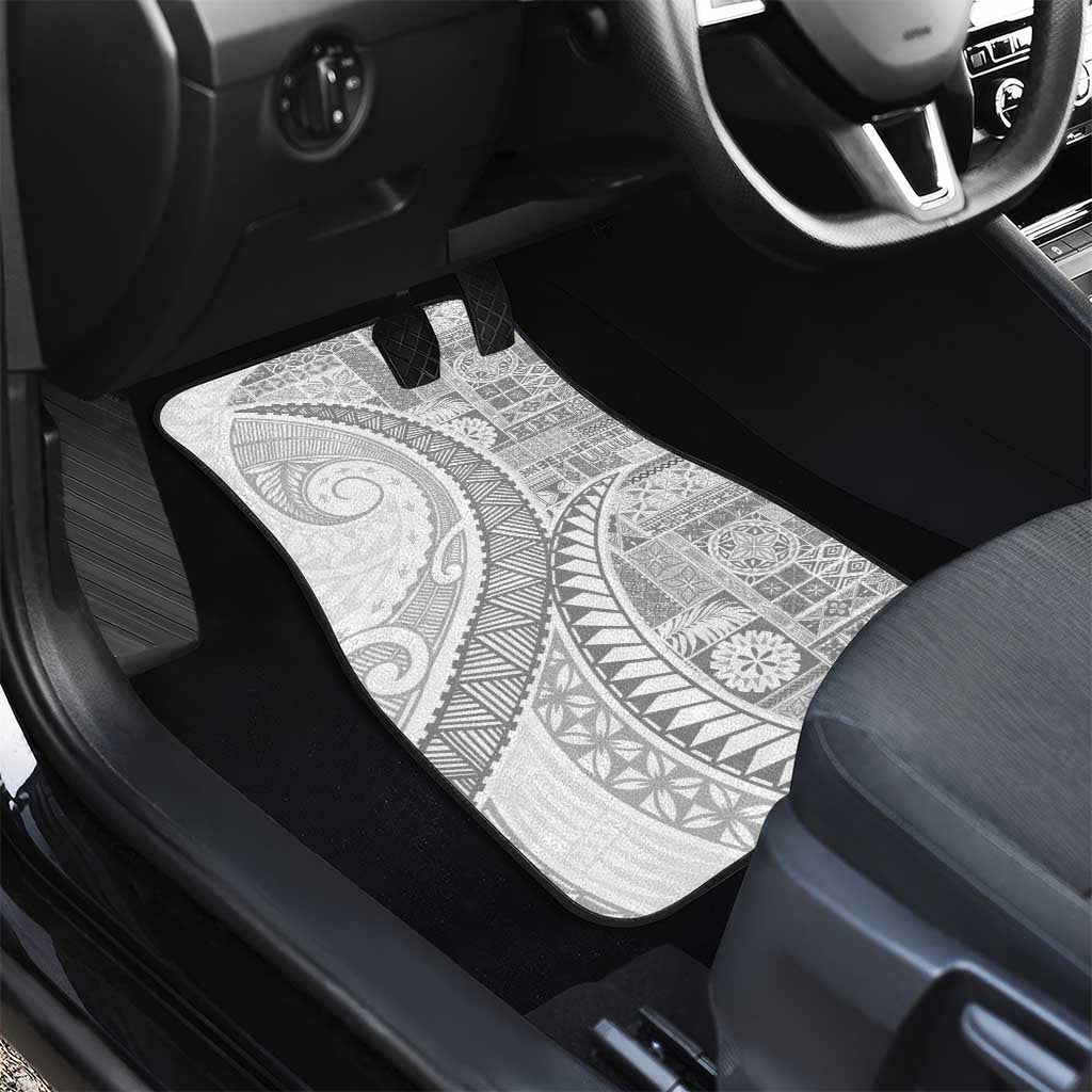 Samoa Siapo White Sunday Car Mats Lotu Tamaiti Polynesian White Pattern - Polynesian Pride