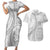 Samoa Siapo White Sunday Couples Matching Short Sleeve Bodycon Dress and Hawaiian Shirt Lotu Tamaiti Polynesian White Pattern - Polynesian Pride
