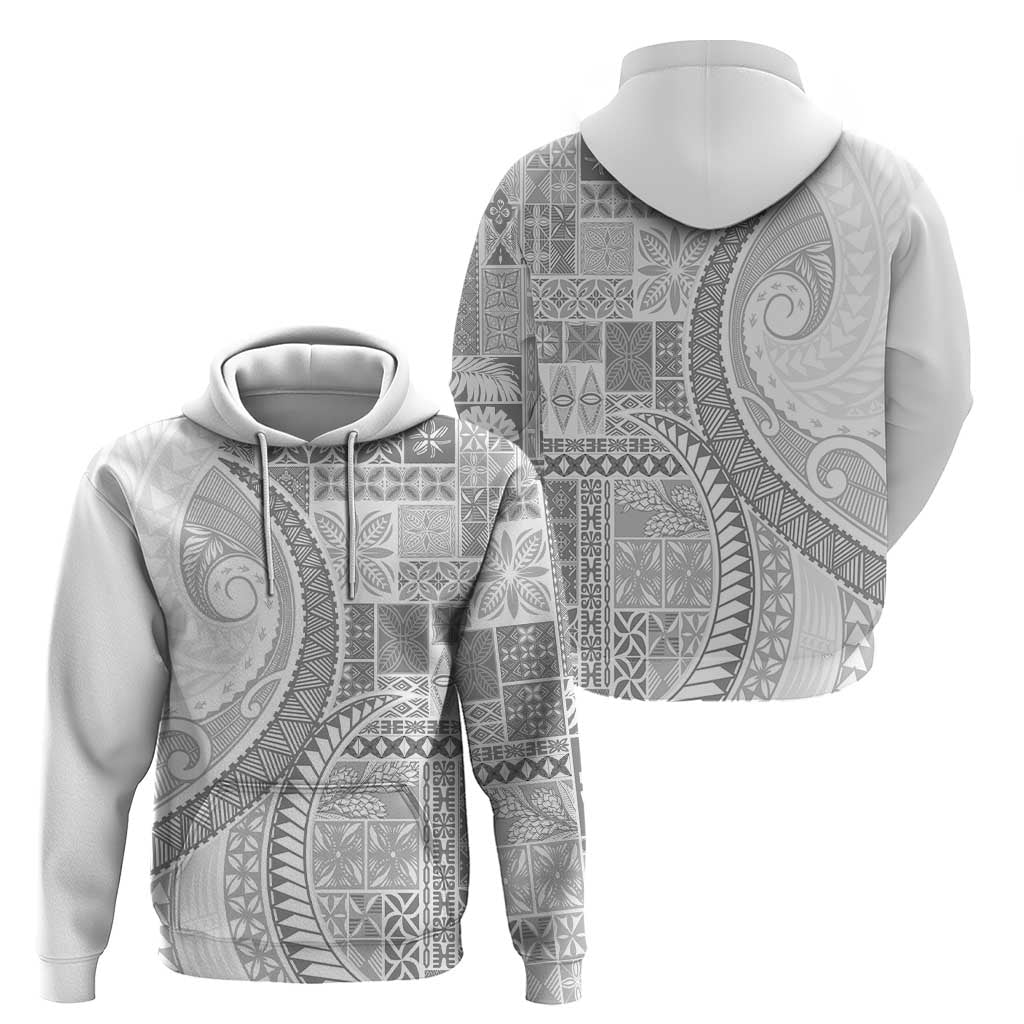 Samoa Siapo White Sunday Hoodie Lotu Tamaiti Polynesian White Pattern - Polynesian Pride