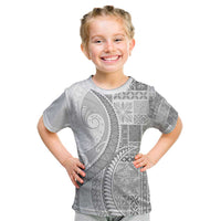 Samoa Siapo White Sunday Kid T Shirt Lotu Tamaiti Polynesian White Pattern - Polynesian Pride