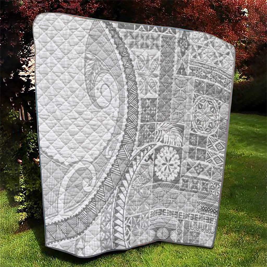 Samoa Siapo White Sunday Quilt Lotu Tamaiti Polynesian White Pattern - Polynesian Pride