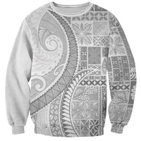Samoa Siapo White Sunday Sweatshirt Lotu Tamaiti Polynesian White Pattern - Polynesian Pride