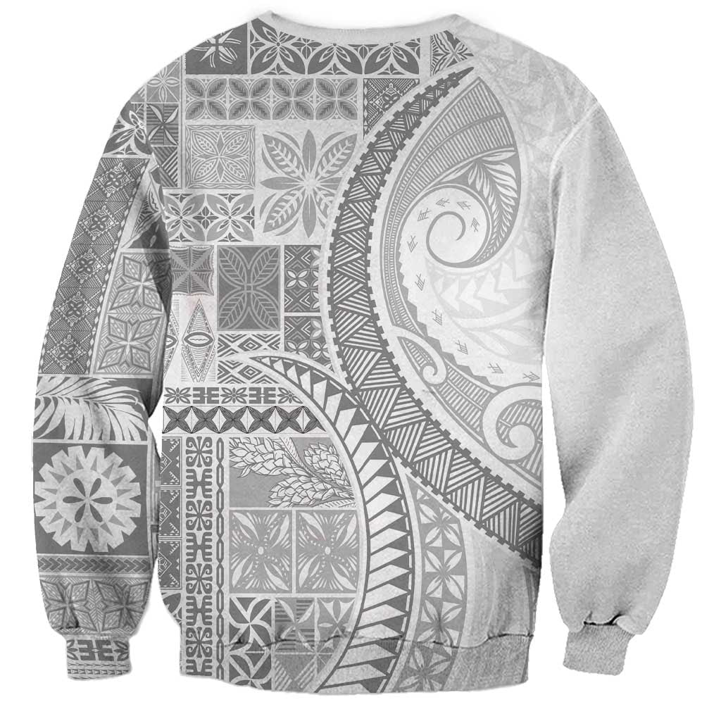 Samoa Siapo White Sunday Sweatshirt Lotu Tamaiti Polynesian White Pattern - Polynesian Pride