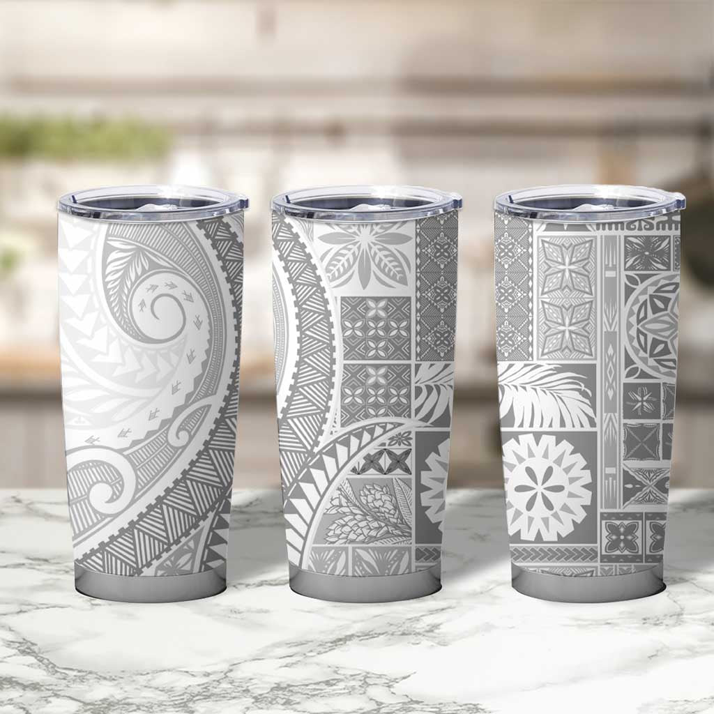 Samoa Siapo White Sunday Tumbler Cup Lotu Tamaiti Polynesian White Pattern - Polynesian Pride