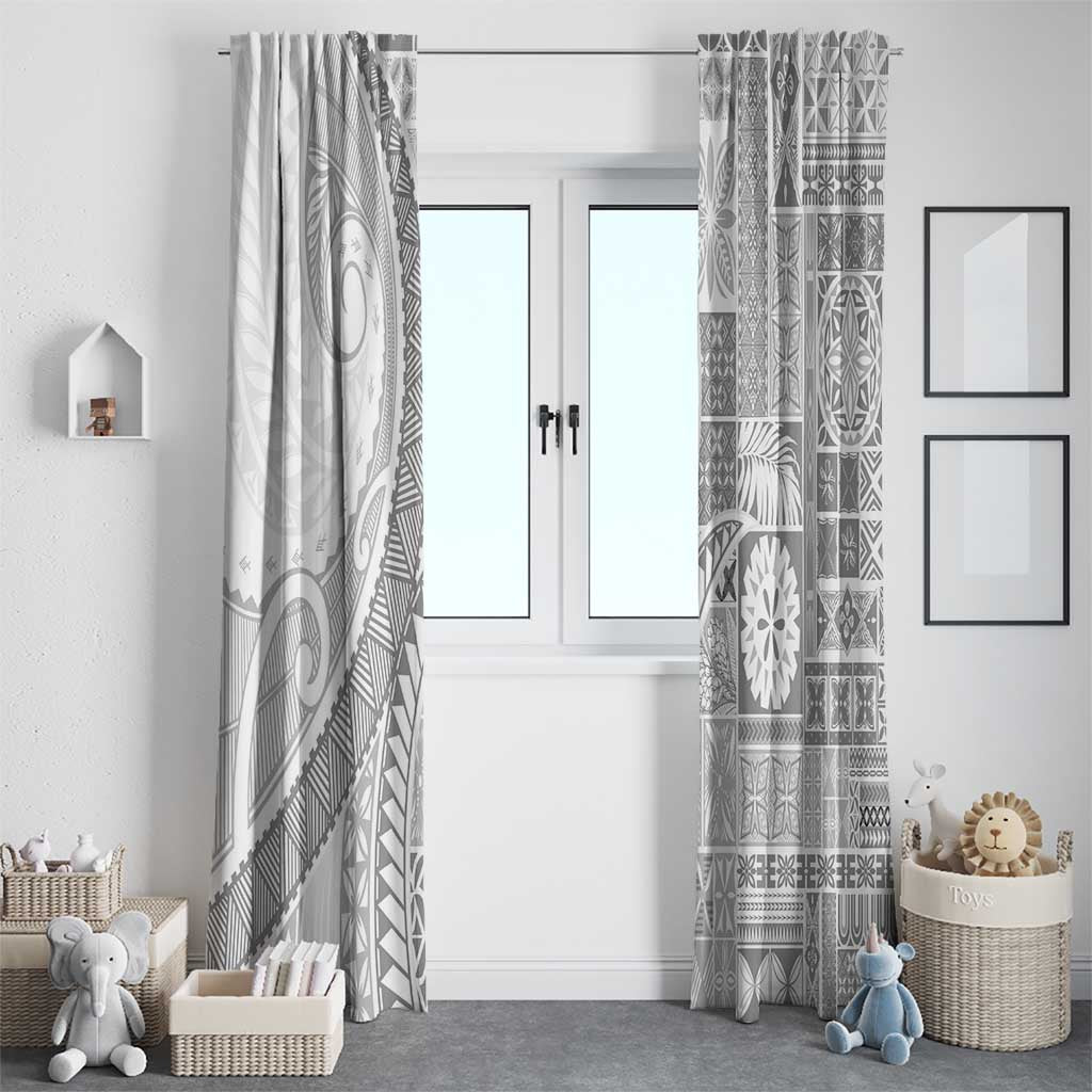 Samoa Siapo White Sunday Window Curtain Lotu Tamaiti Polynesian White Pattern - Polynesian Pride