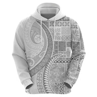 Samoa Siapo White Sunday Zip Hoodie Lotu Tamaiti Polynesian White Pattern - Polynesian Pride