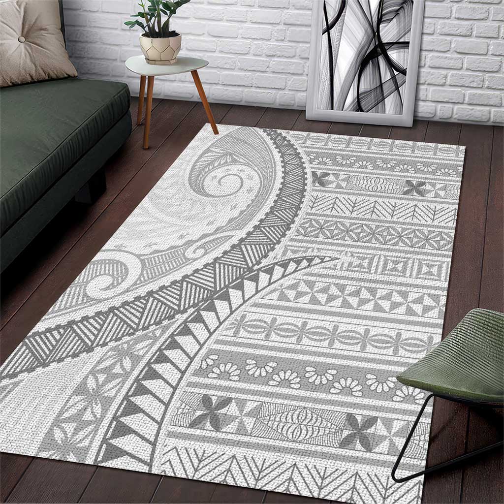 Tokelau White Sunday Area Rug Lotu Tamaiti Ngatu Tokelau Feletoa Manulua - Polynesian Pride