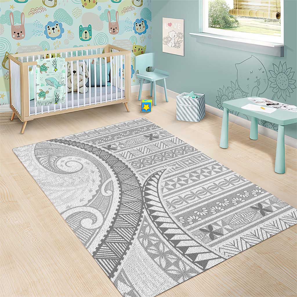 Tokelau White Sunday Area Rug Lotu Tamaiti Ngatu Tokelau Feletoa Manulua - Polynesian Pride