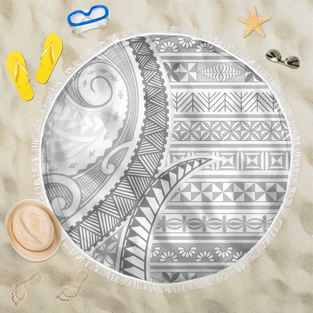 Tokelau White Sunday Beach Blanket Lotu Tamaiti Ngatu Tokelau Feletoa Manulua - Polynesian Pride
